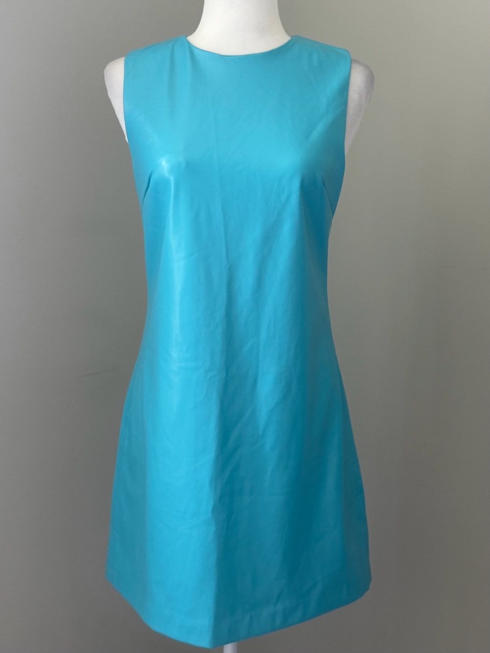 HOUSE OF HARLOW 1960 Turquoise Faux Leather Mini Shift Dress Size Small